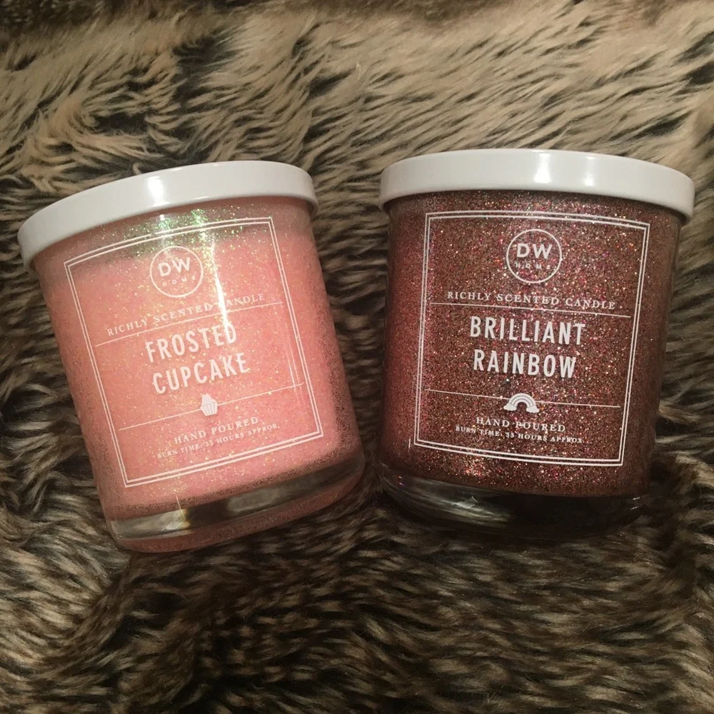 DW Home Sparkle Candle Bundle Frosted Cupcake & Brilliant Rainbow NWOT
